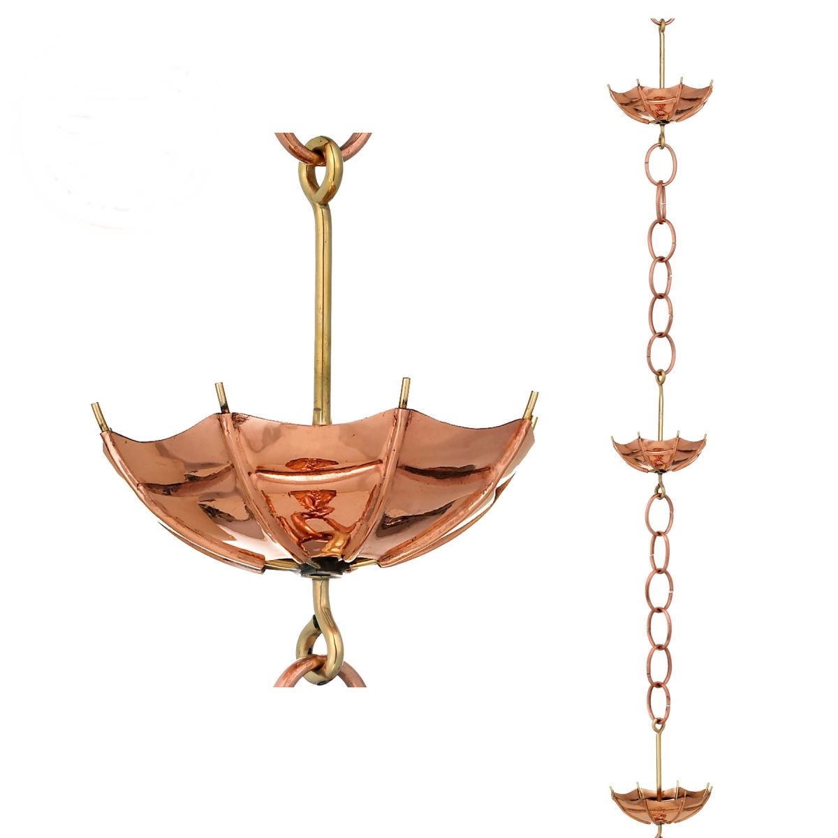 Umbrella Polished Copper Rain Chain 8.5 ft.